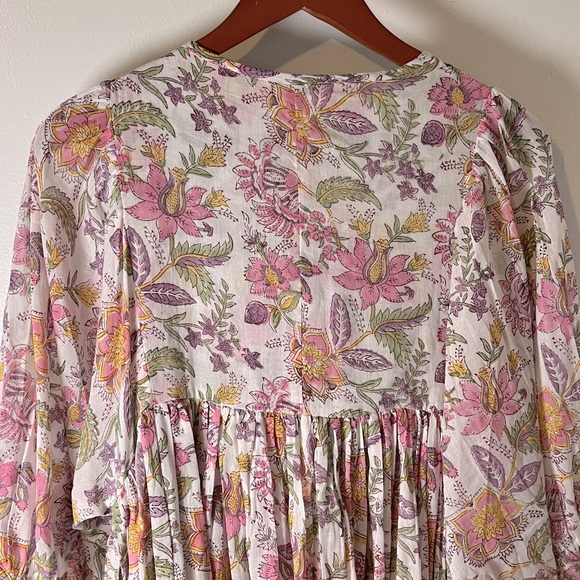 NWT Daughters of India 100% Cotton Fuchsia Bloom Kyra Midi Dress Sz M - Picture 7 of 9